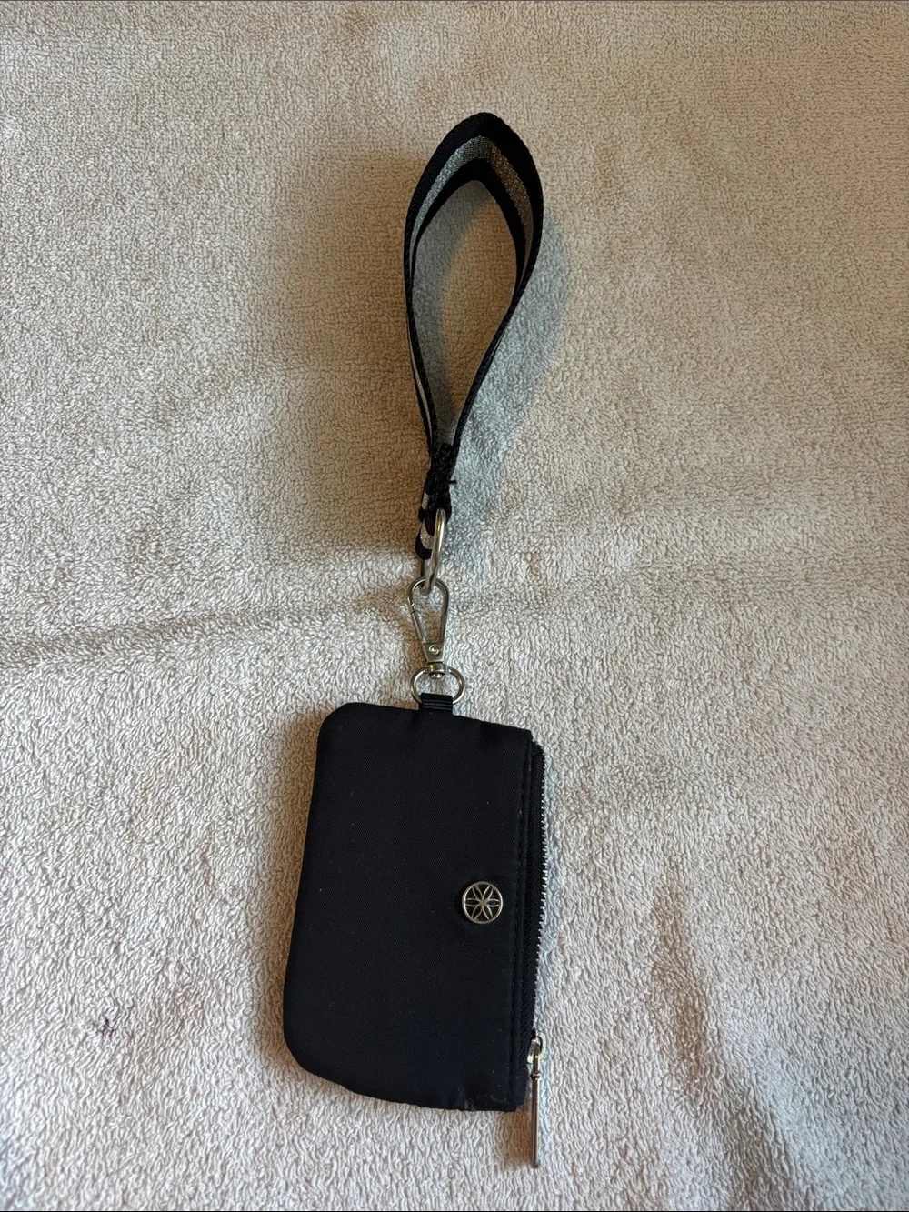 T.J.Maxx Black and Silver Wristlet Keychain Pouch